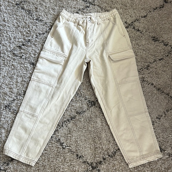 PacSun Women's Cream Cargo Jeans - Picture 1 of 7